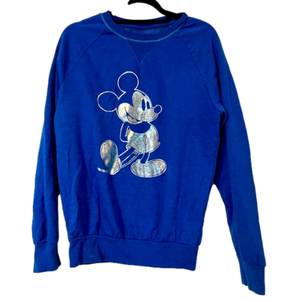 Disney Sweatshirt Blue Metallic Mickey Size Small